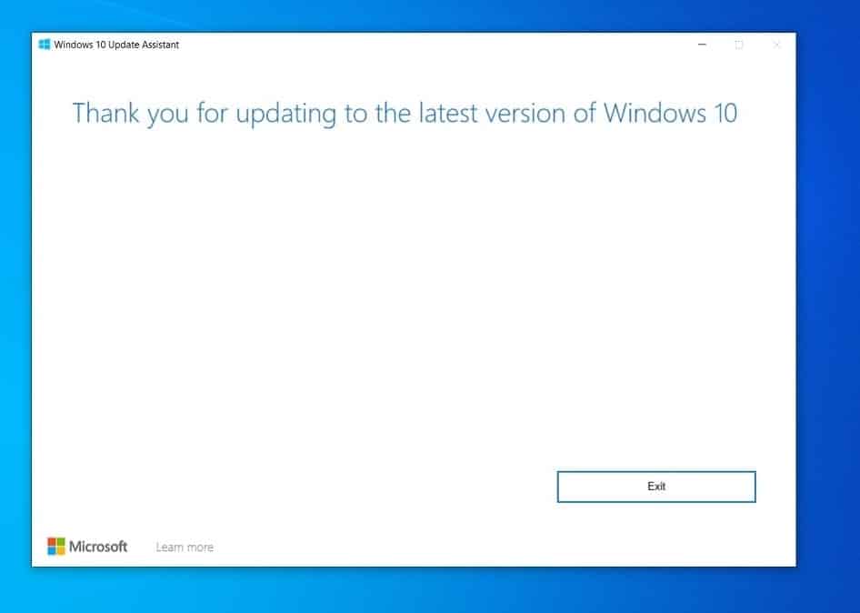 Vielen Dank für das Upgrade auf die neueste Version von Windows 10