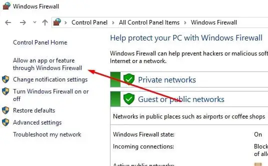 Anwendungen oder Dienste durch die Windows-Firewall zulassen