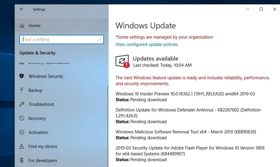 Windows Update installiert derzeit verbleibende Updates