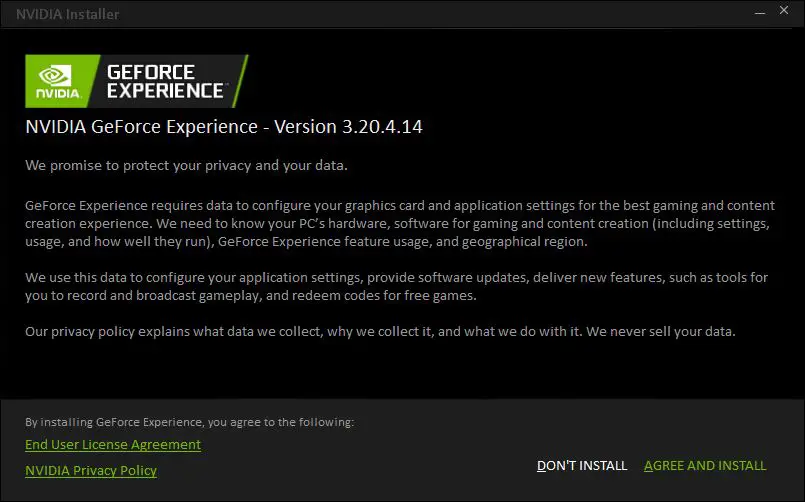 geforce experience stuck at preparing to install
