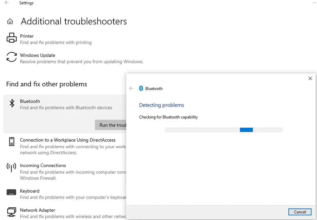 Run Bluetooth troubleshooter