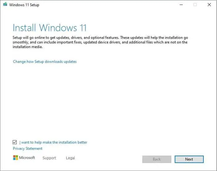 Windows 11 Setup screen
