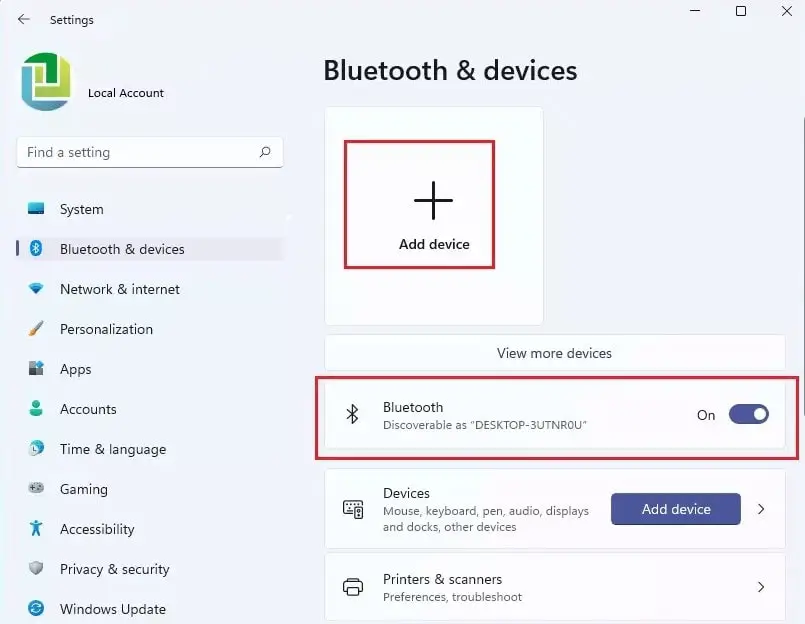 Enable Bluetooth windows 11