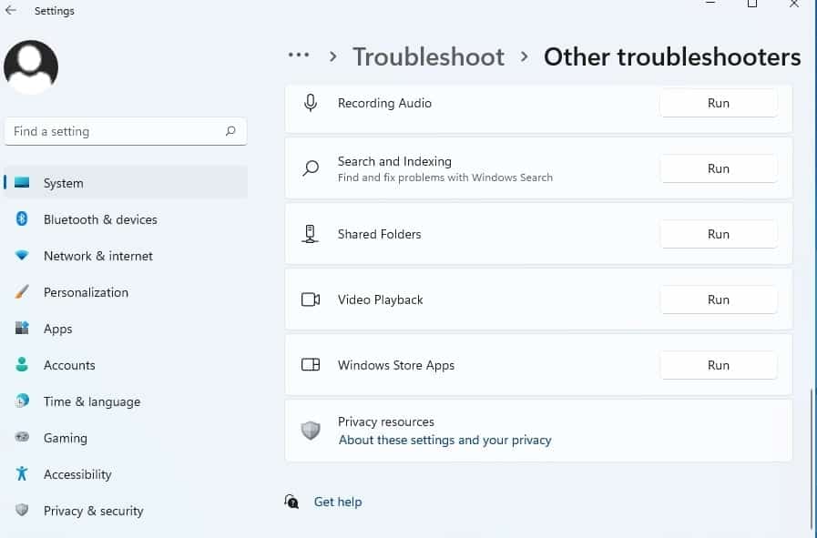 windows store troubleshooter