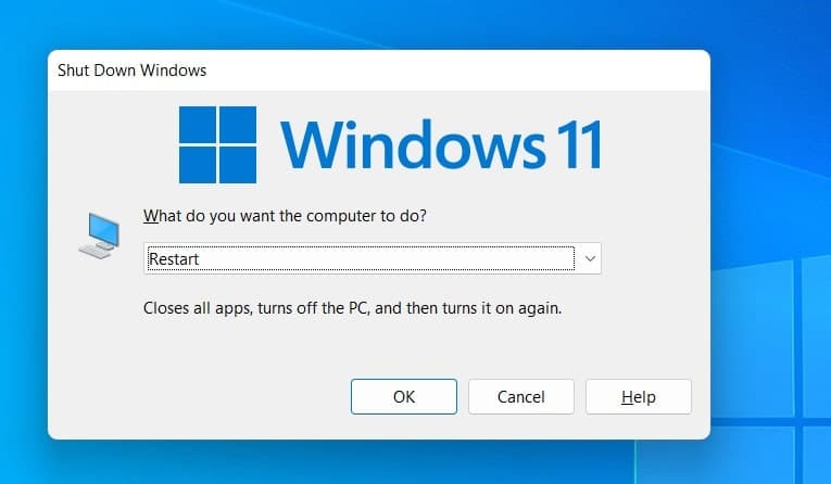 Перезапустите Windows 11