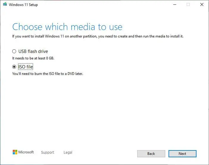Select windows 11 ISO file download