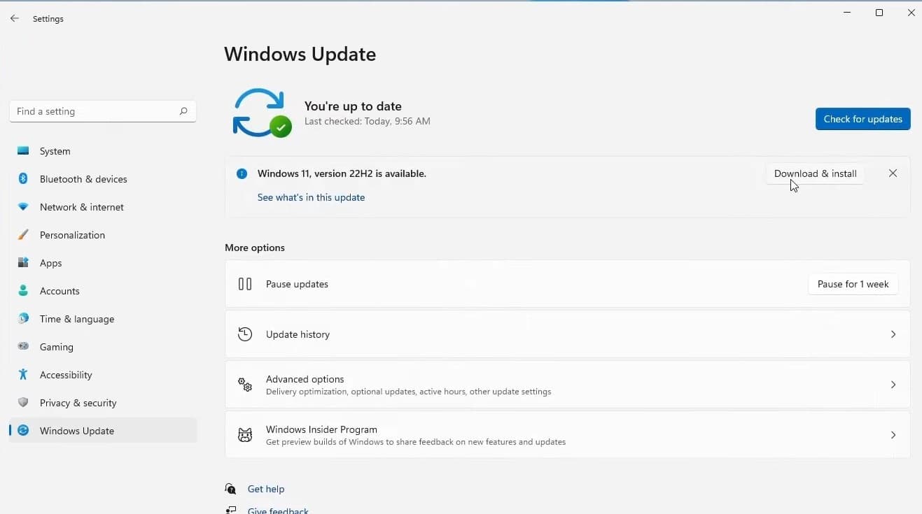 Windows 11 version 22H2 update download