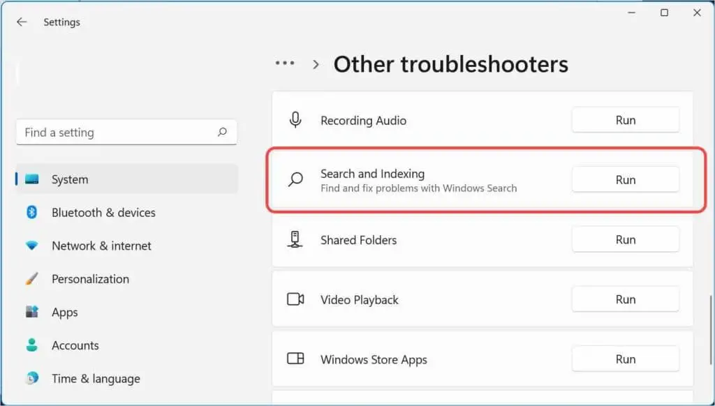 Search and indexing troubleshooter