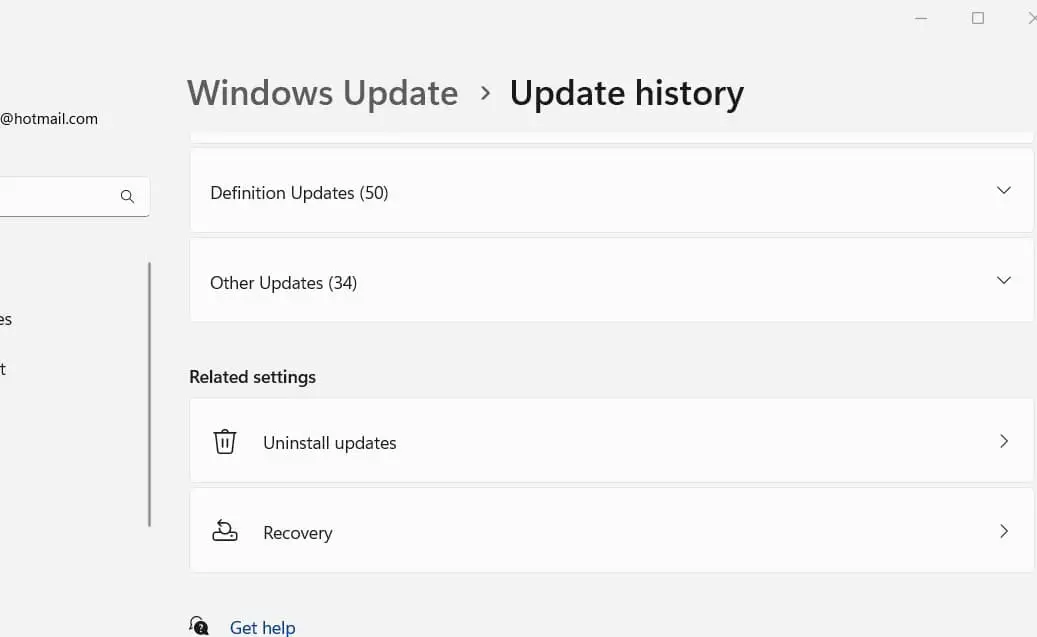 uninstall updates windows 11