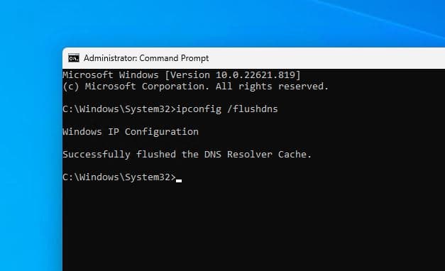 flush DNS on command prompt