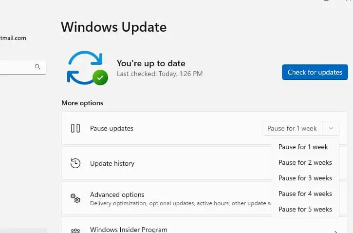 pause windows 11 updates
