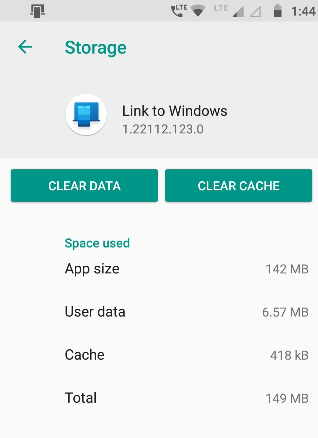 Clear cache phone link app