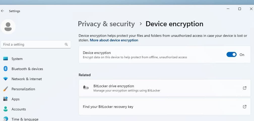 Enable Device encryption