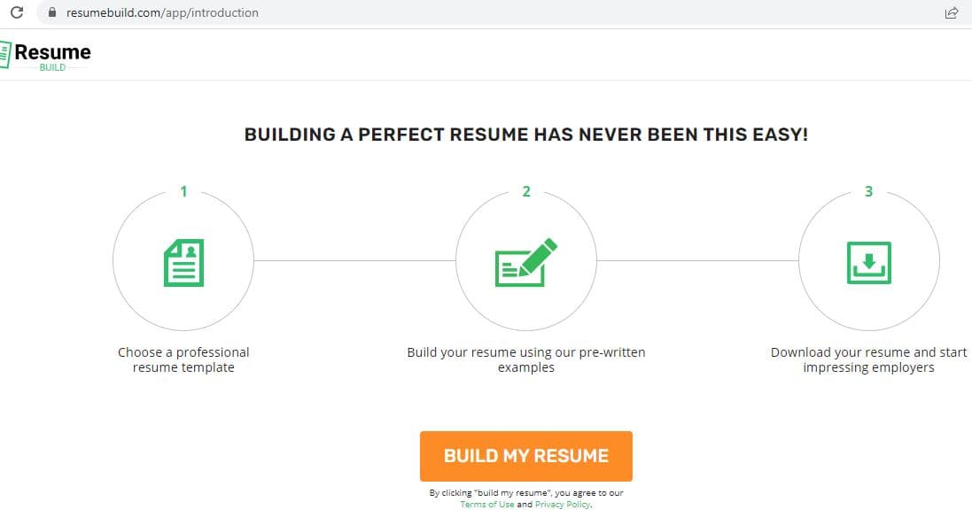 Resume build screen