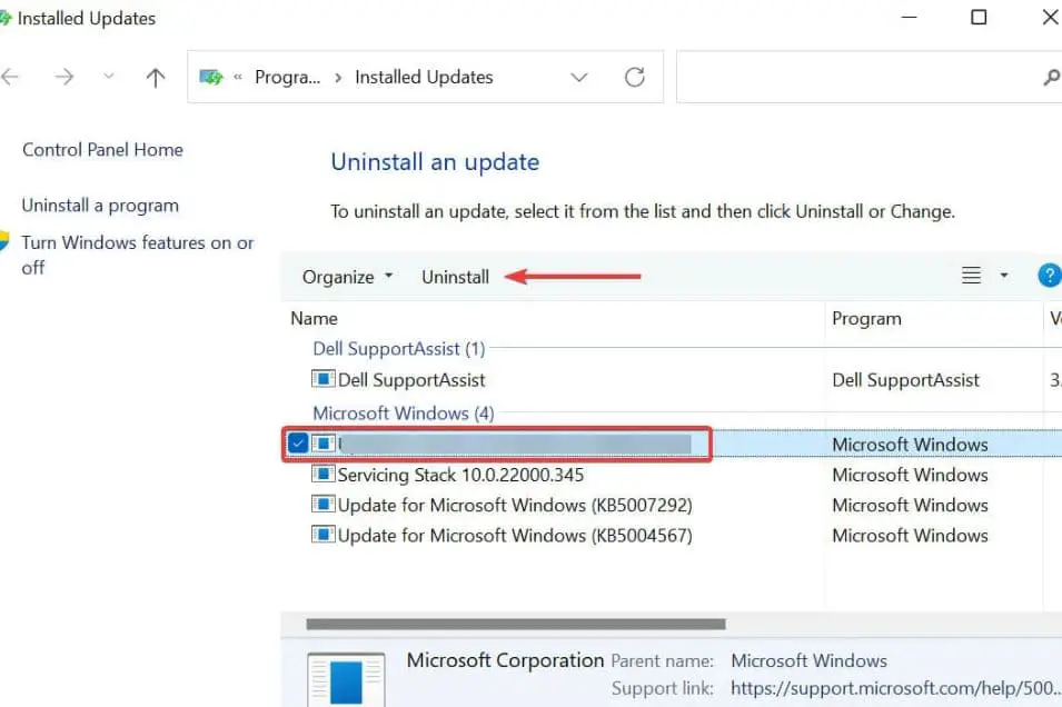 Uninstall windows 11 updates