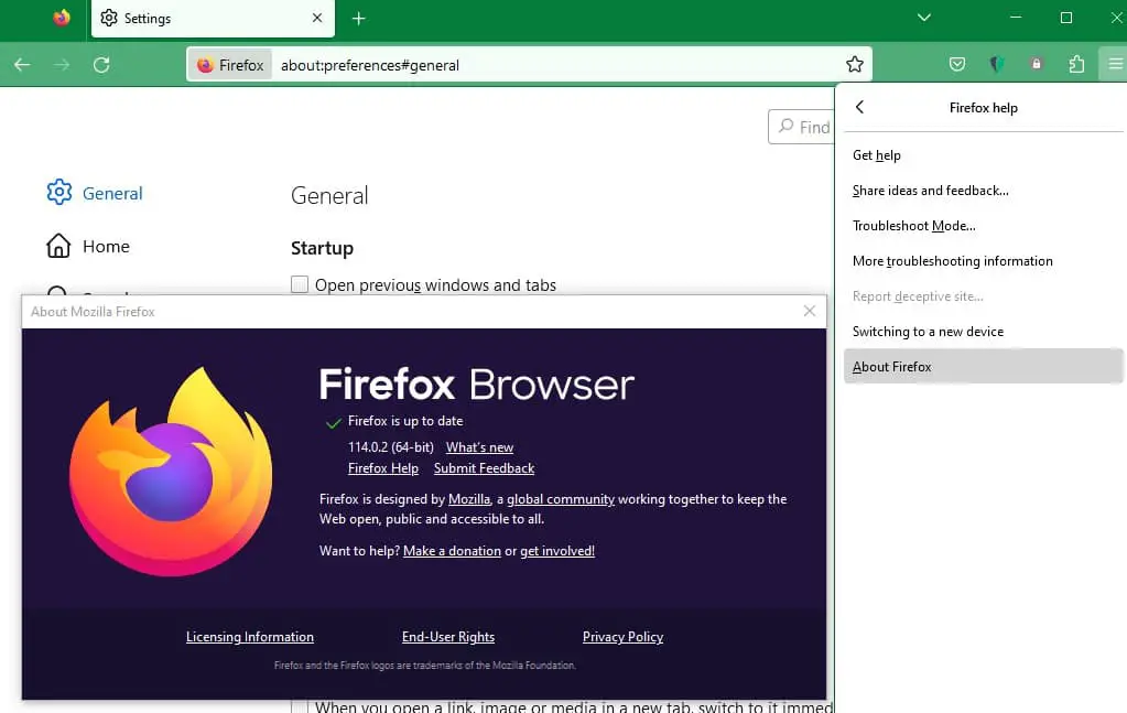 Update Firefox browser