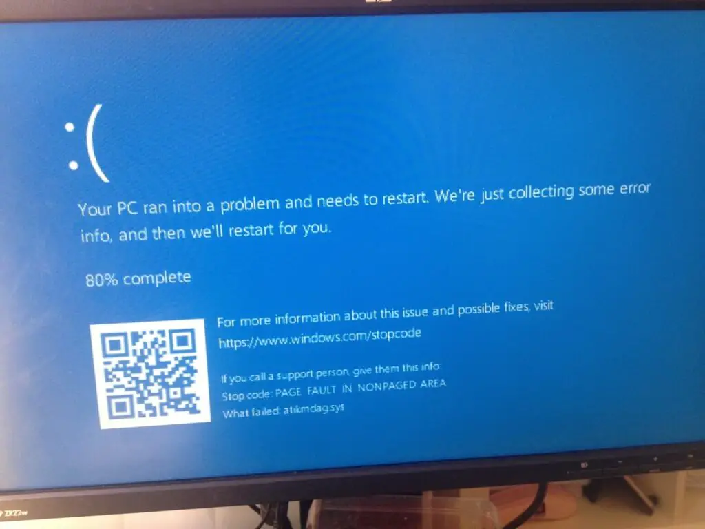 Page Fault in Nonpaged Area windows 11