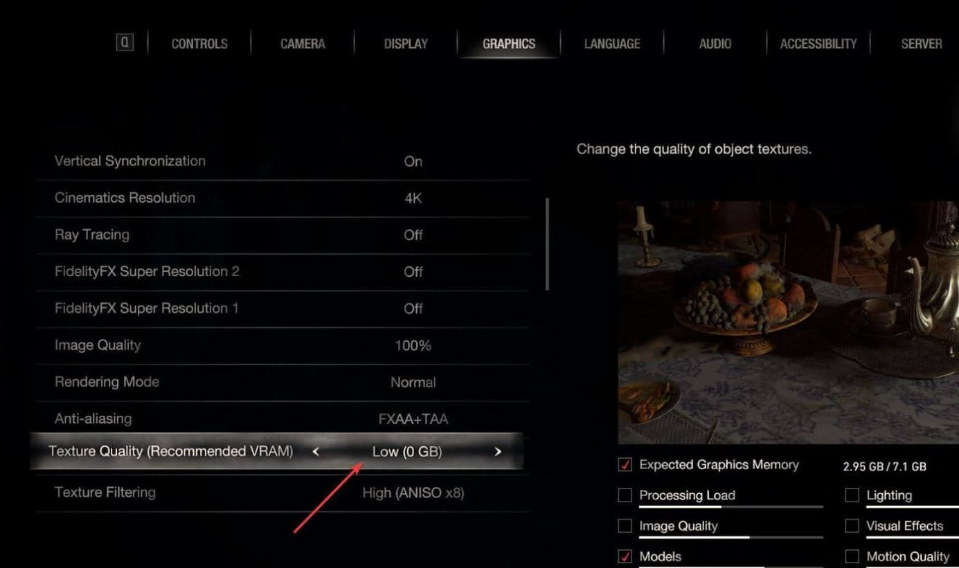 Уменьшите качество текстур, чтобы исправить Resident Evil 4 Fatal D3D error 25