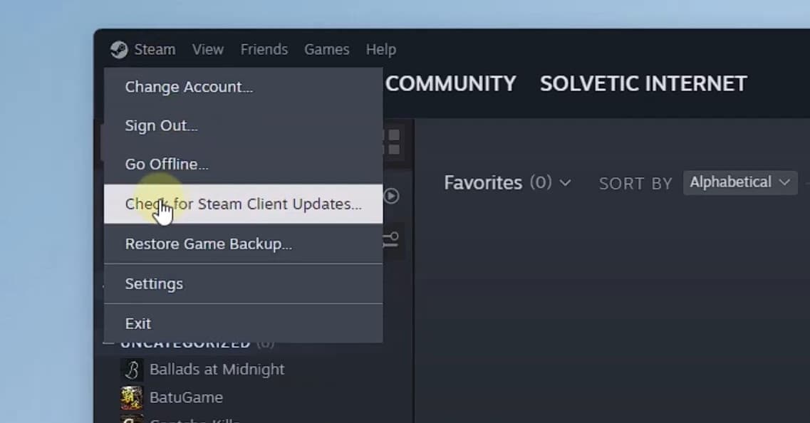 update Steam app