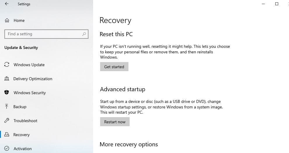 Reset This PC windows 10