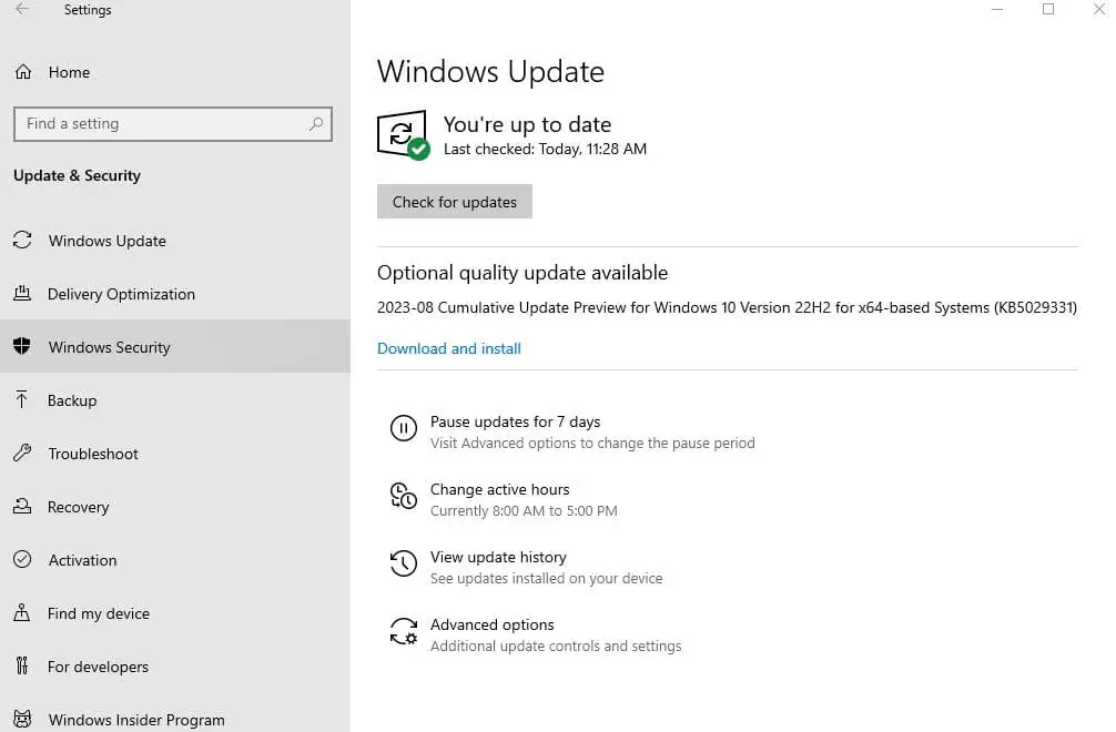 Windows 10 update download