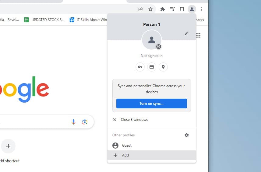 Chrome add new profile