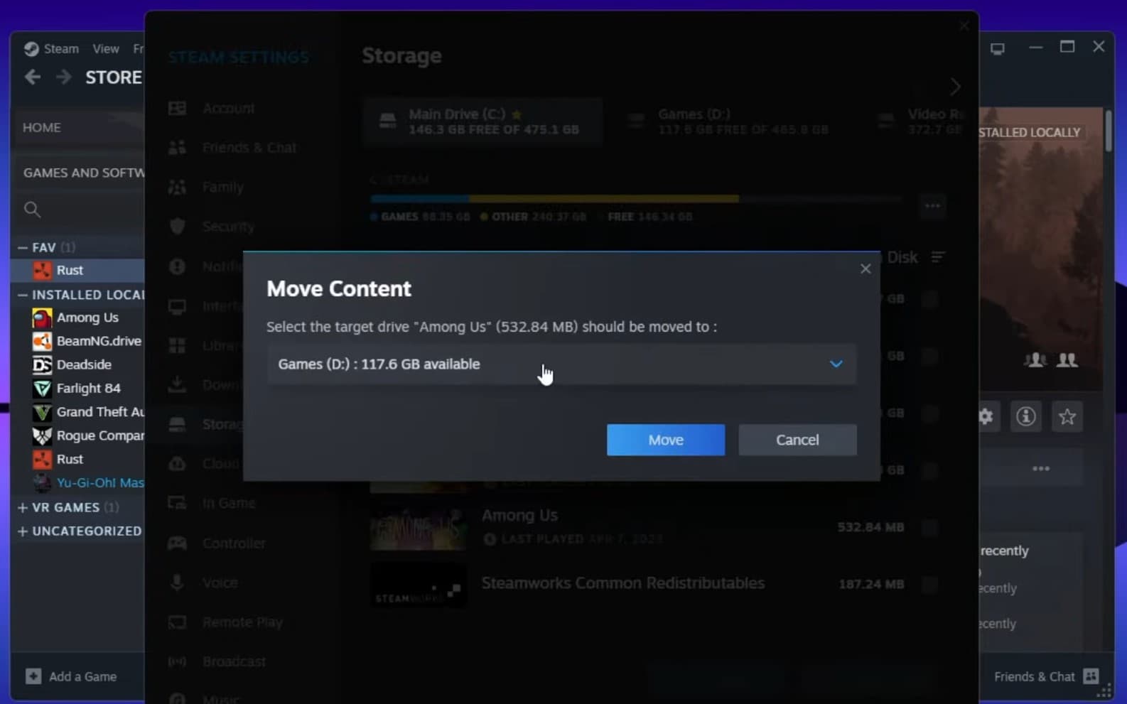 Move steam games to another drive